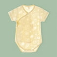 thumbnail image 1 of Virmaxy (0-24 months) Baby Solid Color Short Sleeve Romper Baby Lapel Triangle Wrap Butt Climbing Clothes Newborn Summer Lightweight Comfortable Short Climbing Huggies Yellow-4 3 Months, 1 of 2
