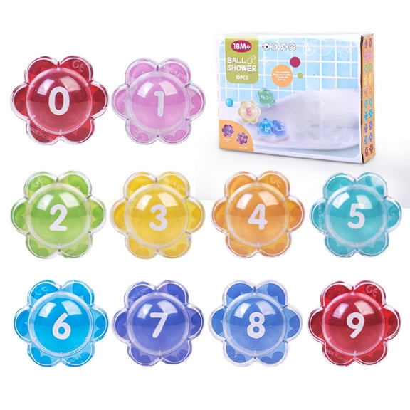 Virmaxy 10pc Floating Alphabet and Number Bath Ball Toy Soft Water Play Learning Set for Baby Bath Time Fun and Early Education