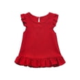 thumbnail image 1 of Virmaxy (12Months-7Years) Girls' Fashion Casual Solid Color Basic T-shirt Toddler Wooden Ear Lace Lace Shirt Children's Sleeveless Cotton Linen Top Summer Casual Trend Pullover Shirt Red 12 Months, 1 of 9