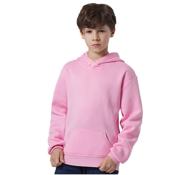 Virmaxy 18Months-8T Toddler Hooded Sweatshirt Boys Girls Solid Colour Long Sleeve Pullover Sweatshirt Hooded Fashion Cute Casual Sweatshirt Pink 5T