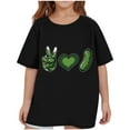 thumbnail image 1 of Virmaxy (2-14 Years Old)Pickle Letter Printed Shirt For Toddler Boys Girls Casual Printed Gherkin Pattern T-Shirt Kids Spring Summer Loose Short Sleeve Crew Neck Top Black-8 7 Years, 1 of 4