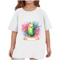 thumbnail image 1 of Virmaxy (2-14 Years Old)Pickle Letter Printed Shirt For Toddler Boys Girls Casual Printed Gherkin Pattern T-Shirt Kids Spring Summer Loose Short Sleeve Crew Neck Top White-2 4 Years, 1 of 4