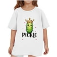 thumbnail image 1 of Virmaxy (2-14 Years Old)Pickle Letter Printed Shirt For Toddler Boys Girls Casual Printed Gherkin Pattern T-Shirt Kids Spring Summer Loose Short Sleeve Crew Neck Top White-1 2 Years, 1 of 4