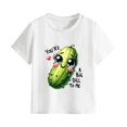 thumbnail image 1 of Virmaxy (2-14 Years Old)Pickle Letter Printed Shirt For Toddler Boys Girls Casual Printed Gherkin Pattern T-Shirt Kids Spring Summer Loose Short Sleeve Crew Neck Top White-12 5 Years, 1 of 4