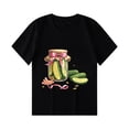 thumbnail image 1 of Virmaxy (2-14 Years Old)Pickle Letter Printed Shirt For Toddler Boys Girls Casual Printed Gherkin Pattern T-Shirt Kids Spring Summer Loose Short Sleeve Crew Neck Top Black-13 4 Years, 1 of 4