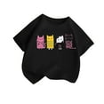 thumbnail image 1 of Virmaxy (2-14y) Kids Boys Girls Cute Cat Printed Shirt Unisex Toddler Round Neck Blouses Tops 2025 Summer Cotton Loose Fit Crewneck Blouses Tops Black-1 4 Years, 1 of 3