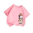 thumbnail image 1 of Virmaxy (2-14y) Kids Boys Girls Round Neck T-Shirt Unisex Toddler Cute Cat Printed Blouses Tops 2025 Summer Cotton Loose Fit Crewneck Blouses Tops Pink-3 130, 1 of 3