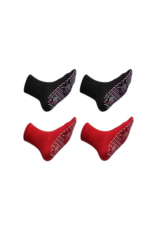 2 Pair Tourmaline Thermal Circulation Acupressure Self-Heating Shaping Socks, Tourmaline Slimming Health Sock,Foot Massage Thermotherapeutic Sock (2 Color)