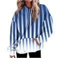 thumbnail image 1 of Virmaxy 2024 Fall Women's Striped Hoodies Long Sleeve Zip Up Hooded Sweatshirt Jacket with Pockets Fashion Casual Loose Streetwear Blue-4 XL, 1 of 5