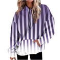 thumbnail image 1 of Virmaxy 2024 Fall Women's Striped Hoodies Long Sleeve Zip Up Hooded Sweatshirt Jacket with Pockets Fashion Casual Loose Streetwear Purple-4 M, 1 of 5