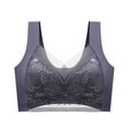 thumbnail image 1 of Virmaxy 3PC Criss-cross Lace Sport Bras for Women Seamless Gathering No Underwire Yoga Bras Hollow Out Push Up Everyday Bras 3 Piece Set Gray XXXL, 1 of 3