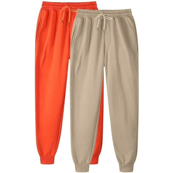 Virmaxy 2PC Men's and Women's Casual Jogger Sweatpants Oversized Fit Solid Color Lounge Pants for Home and Gym Khaki-7 XXXL