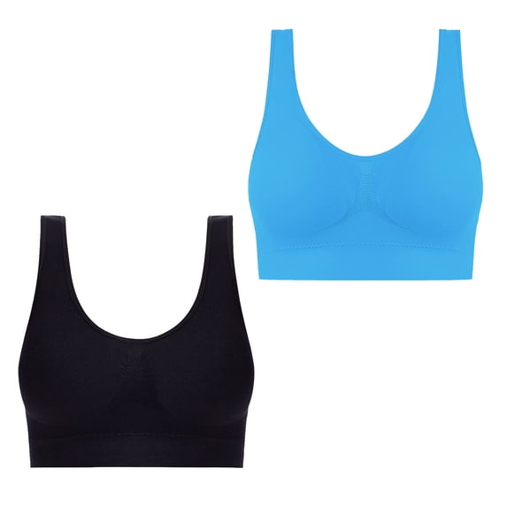 Virmaxy 2PC Womens Wireless Bra Comfort One Piece Gathering Tank Style Breathable Bra Bra 2PC Traceless Comfortable No Steel Ring Breathable Gathering Bra Underwear