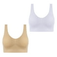 thumbnail image 1 of Virmaxy 2PC Womens Wireless Bra Comfort Wirefree Comfort One Piece Gathering Seamless Tank Top Breathable Bra Underwire Bra, 1 of 7
