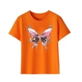 thumbnail image 1 of Virmaxy (3-10 Years) Boys Girls Fashion Cute Printed Shirt Toddler Short Sleeve Round Neck Cotton Top Summer Loose Casual Trend Pullover Shirt Orange-1 9 Years, 1 of 4