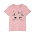 thumbnail image 1 of Virmaxy (3-10 Years) Toddler Baby Cute Printed Shirt Boys Girls Casual Short Sleeve Round Neck Cotton Top Summer Loose Casual Trend Pullover Shirt Pink-1 3 Years, 1 of 4