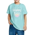 thumbnail image 1 of Virmaxy 3-10Y Kids' Easter Bunny Printed Cotton Top Happy Easter Short Sleeve Shirt for Spring Party, Egg Hunt, Casual Wear Soft Breathable Fabric Mint Green-3 130, 1 of 4