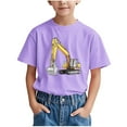 thumbnail image 1 of Virmaxy (3-15 years old) Kids Baby Digger Printed Shirt Boys Girls Casual Round Neck Short Sleeve Tops Summer Half Sleeve T-shirt Purple-2 4 Years, 1 of 6