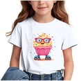thumbnail image 1 of Virmaxy (3-15y) Boys Girls Spring Summer Trendy Tops Opening Season Kids Cute Girl Printing T-Shirt Short-Sleeved Round Neck Pullover Bottoming Shirt White-4 14 Years, 1 of 7