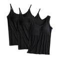 thumbnail image 1 of Virmaxy 3PC Women's Modal Vest with Chest Pad Solid Color Camisole without Steel Ring Casual Homewear Bottom Shirt Round Neck Base Shirt Black-3 M, 1 of 2