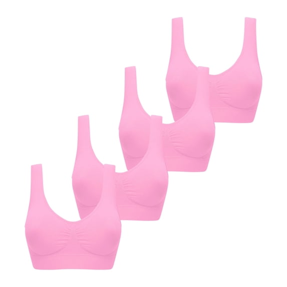 Virmaxy 4PC Womens High Impact Sports Bra 4PC Solid Ultra-Thin Large Bra Sports Bra Full Bra Cup Tops Underbra