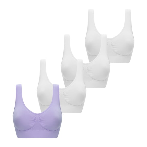 Virmaxy 4PC Womens High Impact Sports Bra 4PC Solid Ultra-Thin Large Bra Sports Bra Full Bra Cup Tops Underbra