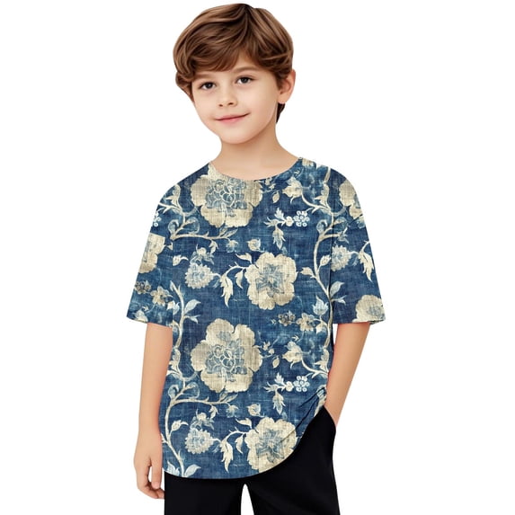 Virmaxy (5-15 Years) Boys Girls Fashion Casual Shirt Teenagers Solid Color Short Sleeve Round Neck Top Summer Loose Casual Trendy Pullover Shirt Multicolor-27 5 Years