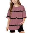 thumbnail image 1 of Virmaxy (5-15Years) Kids Baby Fashion Shirt Boys Girls Casual Striped Light Version Short Sleeve Top Summer Loose Casual Trend Pullover Shirt Pink-2 14 Years, 1 of 8