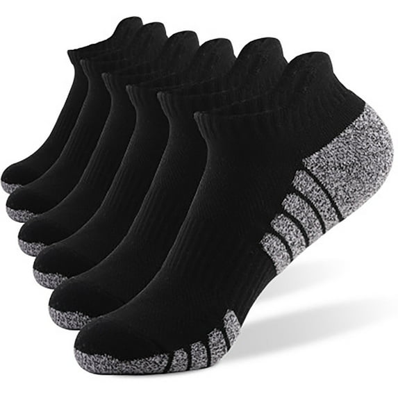 Virmaxy 6 Pairs of Men's and Women's Cotton Socks Low Towel Cotton Breathable Socks Sport Walking Casual Socks Black XL