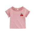 thumbnail image 1 of Virmaxy (6Months-5Years) Toddler Children's Comfortable Solid Color Shirt Girls Ruffle Lace Short Sleeve Top Summer Casual Trend Pullover Shirt Pink 3 Years, 1 of 9