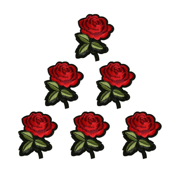 Virmaxy 6pc Rose Badge Patch Stickers Shoes Hats Bags Clothing Accessories Embroidery Fabric Stickers 6pcs Rose Embroidery Badge Clothes Fabric Patch Applique Decor Diy