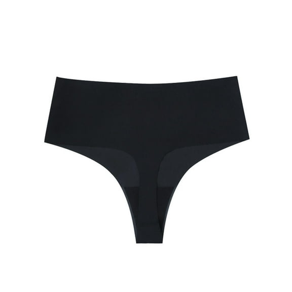 Virmaxy Alluring See Through Seamless Thongs for Women Alluring Comfortable And Traceless High Waist Hip Wrap Triangular Underwear Black M
