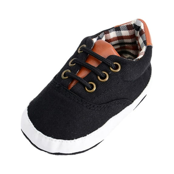 Virmaxy Babys First Walkers (0-1years) Solid Color Casual Lace Up Soft Bottom Baby Canvas Shoes Baby Shoes Toddler Shoes Black