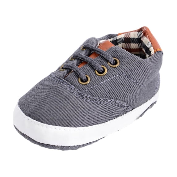 Virmaxy Babys First Walkers (0-1years) Solid Color Casual Lace Up Soft Bottom Baby Canvas Shoes Baby Shoes Toddler Shoes Dark Gray