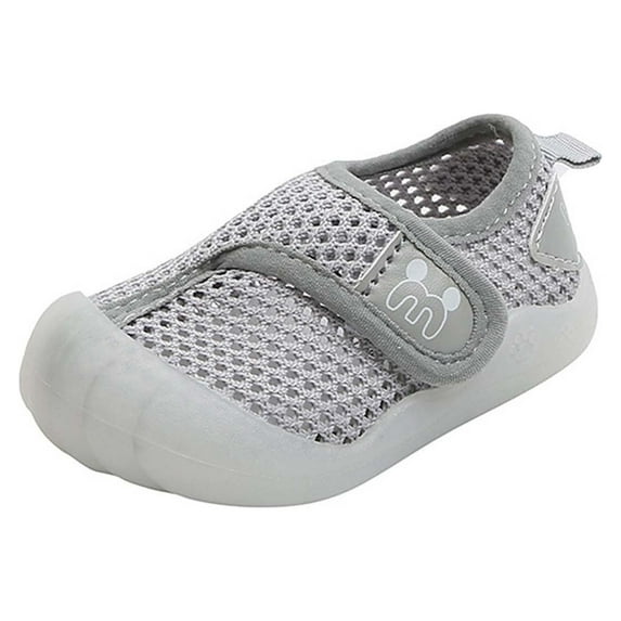Virmaxy Babys First Walkers (15m-3.5y) Soft Bottom Breathable Baby Walking Shoes Velcro Girls Sneakers Crib Shoes Newborn Loafers Flats Gray