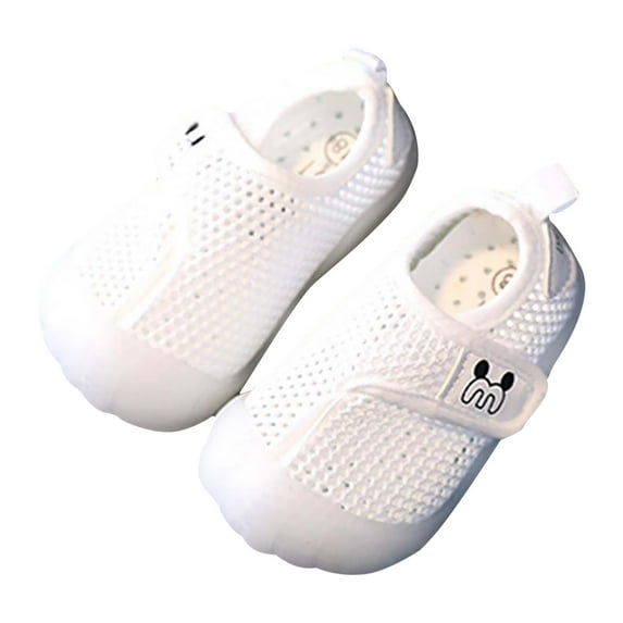 Virmaxy Babys First Walkers (15m-3.5y) Soft Bottom Breathable Baby Walking Shoes Velcro Girls Sneakers Crib Shoes Newborn Loafers Flats White