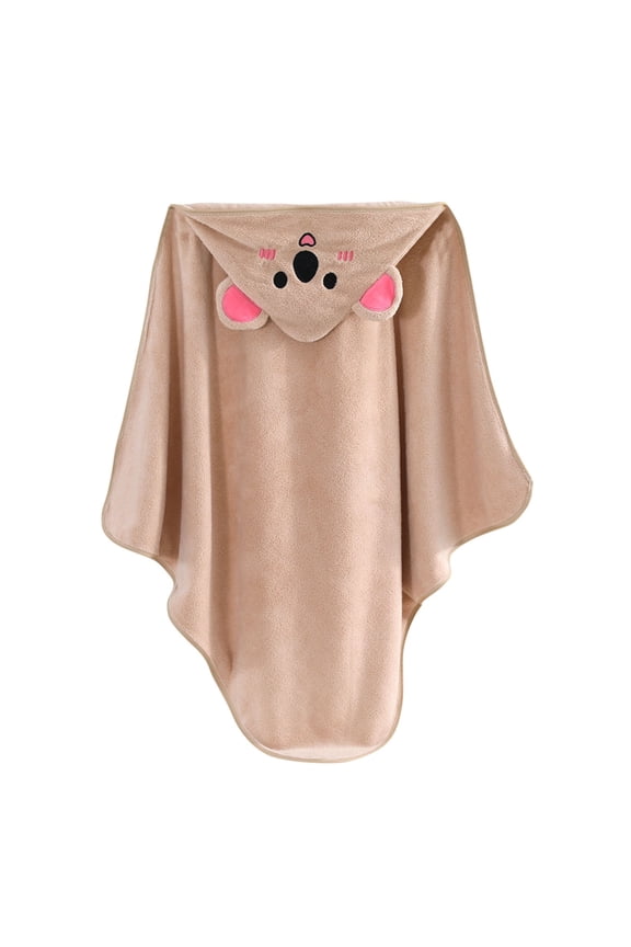 Bear Soft Flannel Hooded Bathrobe Water Absorbing Cute Styling Wearable Bath Towel with for After Bath Play,for 3.4'-4.3' Brown