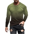 thumbnail image 1 of Virmaxy Blouses For Men Casual Fall Winter Gradient Color T-shirt Non Positioning Printing Long Sleeved Round Neck Casual T-shirt Blouses Olive Green 3XL, 1 of 5