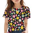thumbnail image 1 of Virmaxy Boys Girls Cute Printed Shirt Kids Baby Short Sleeve Round Neck Tops Summer Loose Trend Pullover Shirt Black 7 Years, 1 of 8