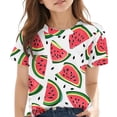thumbnail image 1 of Virmaxy Boys Girls Cute Printed Tops Kids Baby Short Sleeve Round Neck Tops Summer Loose Trend Pullover Shirt Red 3 Years, 1 of 7