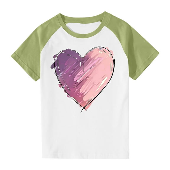 Virmaxy Boys Girls Fashion Cute Printed T-shirt Children's Plug Sleeve Casual Short Sleeve Top Summer Loose Trend Pullover Shirt Mint Green-2 5 Years