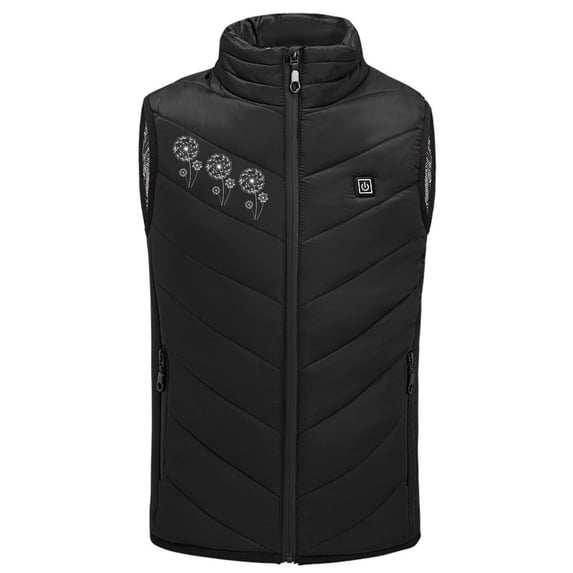 Virmaxy Boys and Girls Padded Cotton Heated Vest Dandelion Graphic Zip Up Jacket 2 Area Heated Vest USB Intelligent Constant Temp-Heated Windproof Vest Plus Size Coat For Child Black 4T
