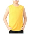 thumbnail image 1 of Virmaxy Boys Tank Tops Solid Color Casual Sleeveless Crewneck Athletic Workout Tees Basic Cotton Breathable Summer Undershirts, 4-11 Years Yellow, 1 of 4