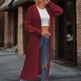 thumbnail image 1 of Virmaxy Cable Knit Cardigan Women Fashion Women Solid Loose Long Sleeve Cardigan Coat Blouse Chunky Knit Cardigan Burgundy-B S, 1 of 6