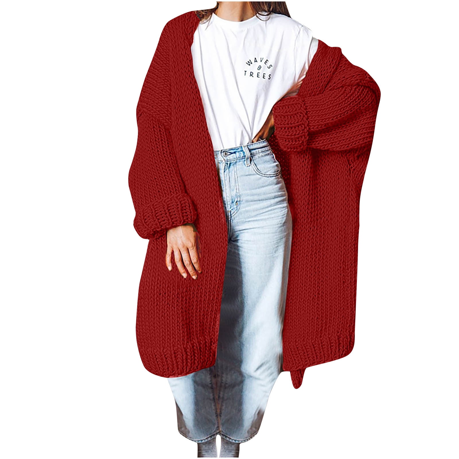 Virmaxy Cable Knit Cardigan Women's Fashion Knitted Long Pattern ...