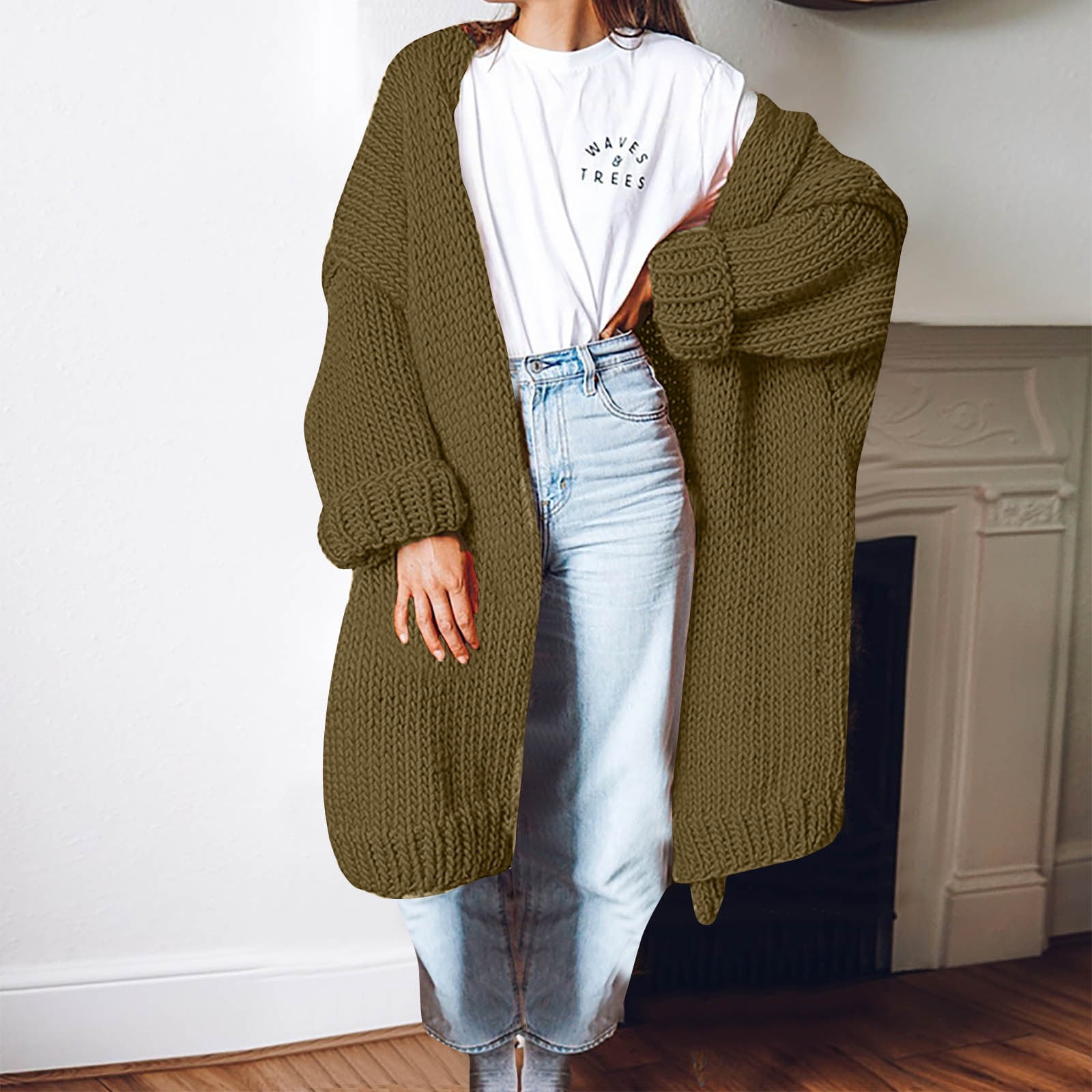 Women's Spring Autumn V-Neck Loose Knitwear Long Sleeve
