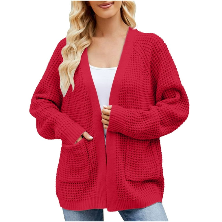 Virmaxy Cable Knit Cardigan Women's New Mid Length Slouchy Knitted
