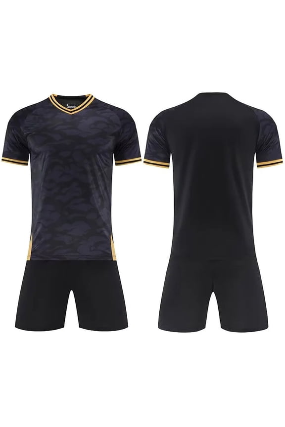 Camo Print Soccer Jersey Football Uniform Breathable Short Sleeve T-Shirt and Shorts Colors for Sports Activities and Sports Wear for 3-12Y