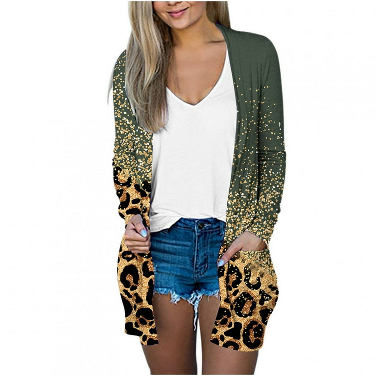 Loose Printed Long Sleeve Cardigan Coat