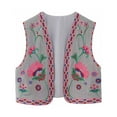 thumbnail image 1 of Virmaxy Cardigan Vest For Women Vintage Embroidered Vest Tops Linen Cropped Sleeveless Floral Cardigans Fashion Vests Short Cardigans For Women Gray-A L, 1 of 4
